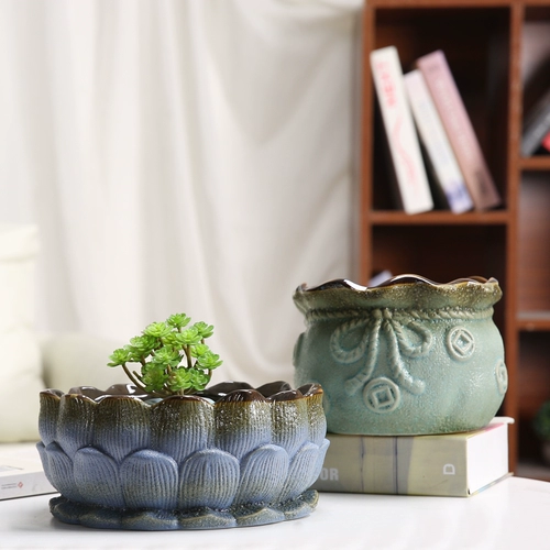 Сочный маг нефритовый горшок с цветочным горшком с большой калибром на высоком уровне керамический цветок