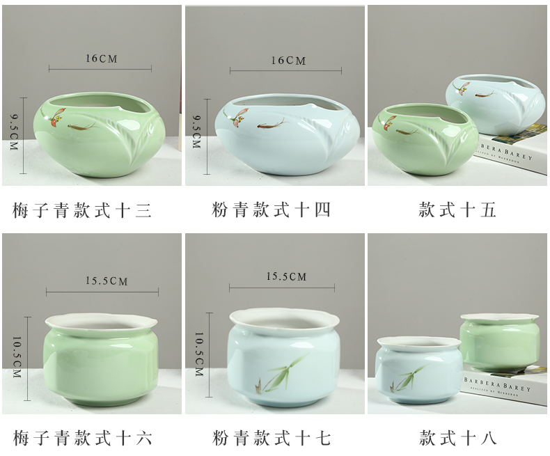 Gốm sứ châu Âu vẽ tay bình hoa màu xanh lá cây Luowen tre treo hoa lan chậu cây đa hạt màu xanh lá cây bình gốm - Vase / Bồn hoa & Kệ thùng trồng cây
