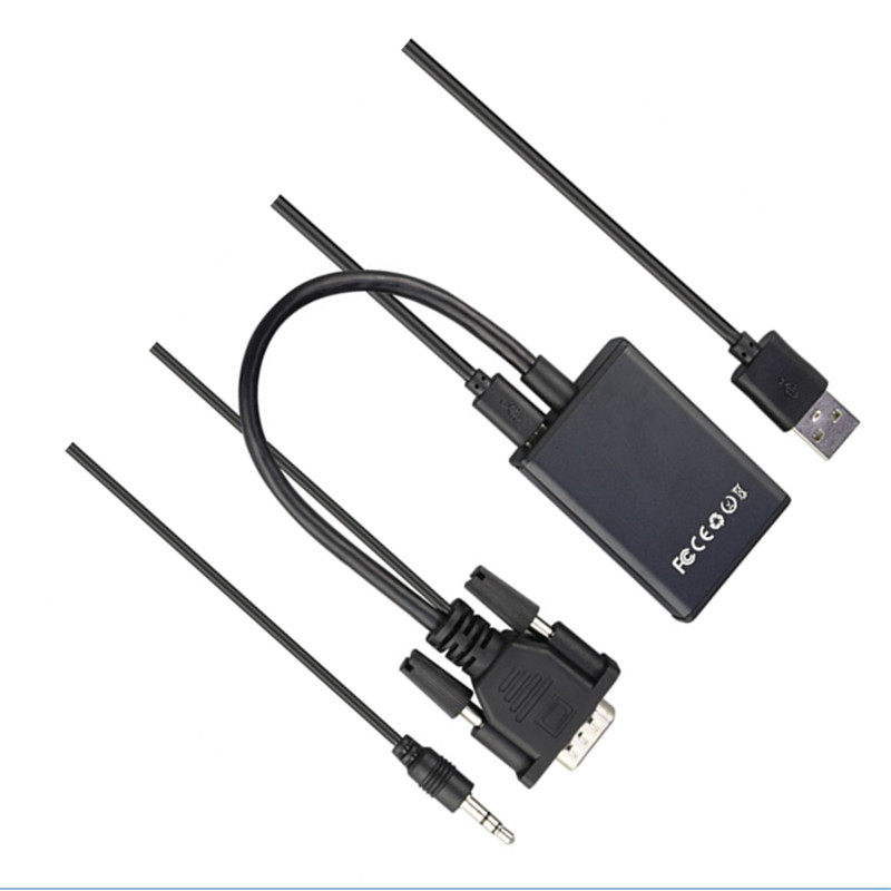 VGA to HDMI Cable Converter with 3 5mm Audio Cable USB cable