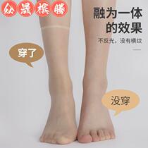 Skin-colored breathable stockings short summer ultra-thin anti-snagging flesh-colored invisible toe fully transparent glass stockings