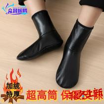 Warm socks for women and men in winter adult velvet thickened floor socks for adults and men non-slip high-leg leather socks waterproof