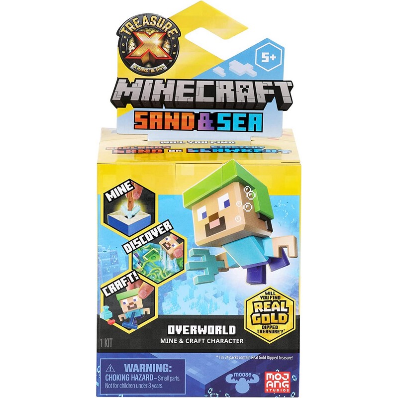 Treasure X Minecraft Mc Collaboration Beach and Ocean Treasure Gold Figure Blind Box Toy
