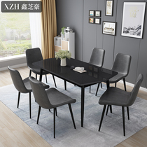 Dining table Modern simple household small apartment one table four chairs rectangular dining table and chair combination one table six chairs economical