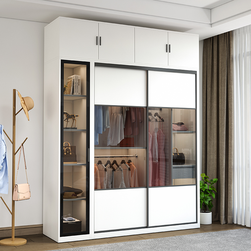 Wardrobe Home Bedroom Modern Minima Ramen Wardrobe Containing Stratified Partition Assembly Small-type plate Nordic