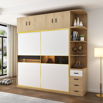  Wardrobe household bedroom modern simple sliding door Wardrobe storage layered partition assembly small apartment plate Nordic