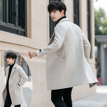 Windbreaker men Korean version of the trend autumn and winter British style mens slim body woolen coat mens coat long woolen