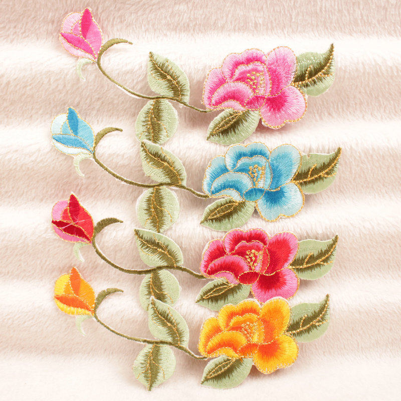 Costume costumes performance clothes stage flower embroidery ironing cloth decals repair decoration hole stickers embroidery piece peony flower