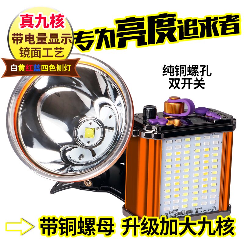 Zhongling charging LED bright yellow mining lamp special xenon lamp High-brightness long-range searchlight USB headlight High power