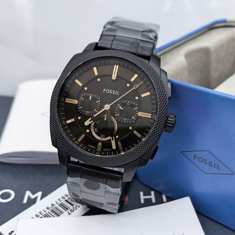 Fossil Watch Stainless Steel Business Casual Chronograph Quartz Watch Cool Black Accessible Luxury Fashion Waterproof Men's Watch Fs6097