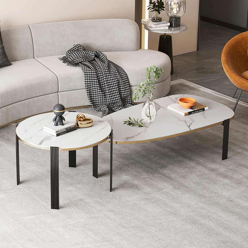 Rock Plate Tea Table Small Family Style Living Room Home Tea Table Minimalist Modern Light Lavish Nordic Net Red Creative Round Table