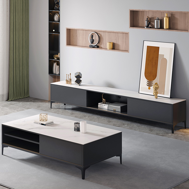 Rock Plate Tea Table TV Cabinet Composition Nordic Living Room Light Extravagant TV Cabinet Modern Minima Small Household Type Simple