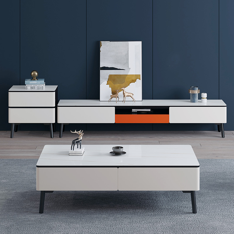 Nordic TV Cabinet Tea Table Combinations Modern Minimalist small family Living room Small tea table Economy Type tempered glass Easy