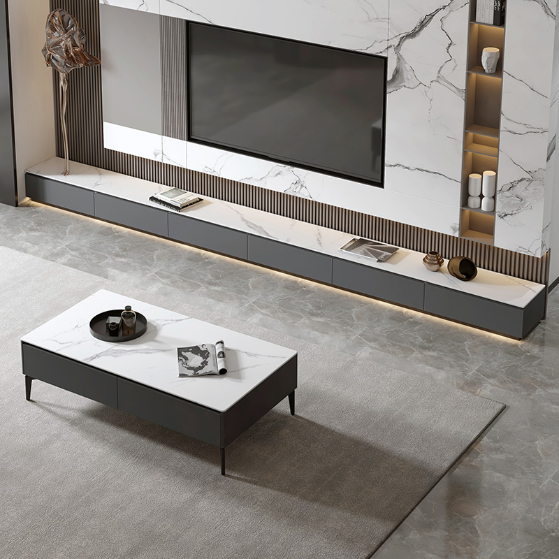 Rock Plate Terrace TV Cabinet tea table Composition Modern minimalist Living room Small family type Fancy Light Lavish Cabinet TV Enclosure