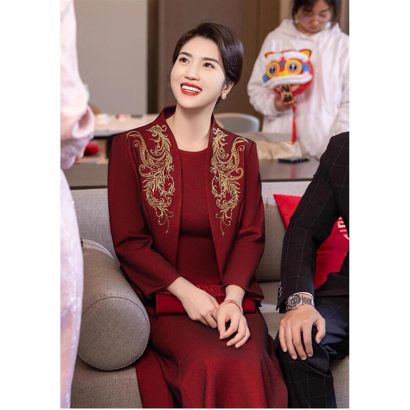 Mother's Dress for Wedding Banquet, Autumn and Winter 2025 New Style, Noble and Elegant, Suitable for Mother-In-Law's Wedding, Two-Piece Set