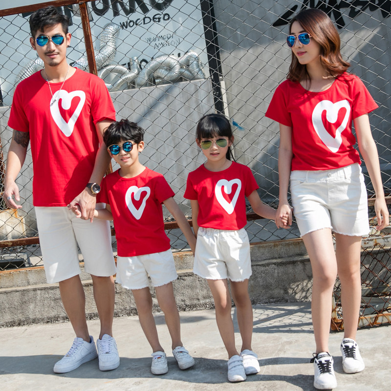 Different parent-child summer clothes 2022 new trendy family of three mother-child mother-daughter vibrato net red T-shirt short-sleeved