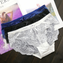 Seamless underwear women white lace mid-waist hot ultra-thin transparent sexy girl student cotton bottom crotch briefs