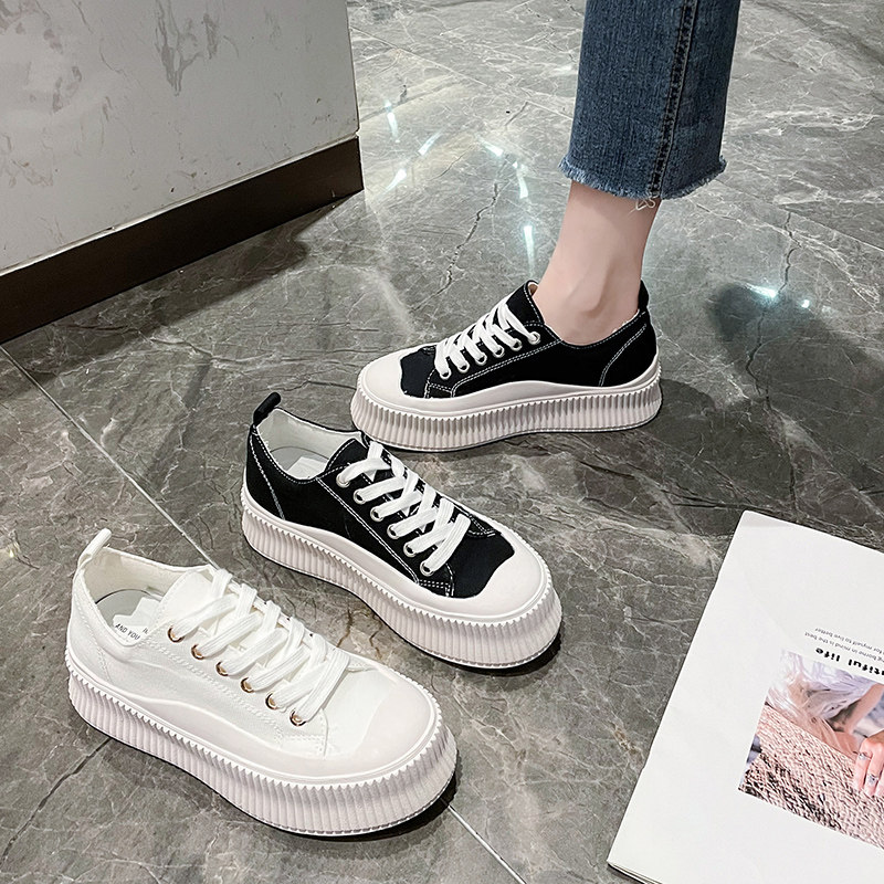 Mostarsea this year's main style ~ all-match style thick-soled canvas shoes women's cake casual small white shoes
