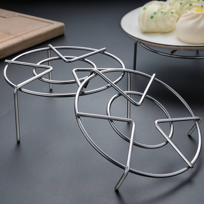 Stainless steel steaming rack Multifunctional round storage steamer rack in household electric cooker Elevated foot water-proof steaming rack
