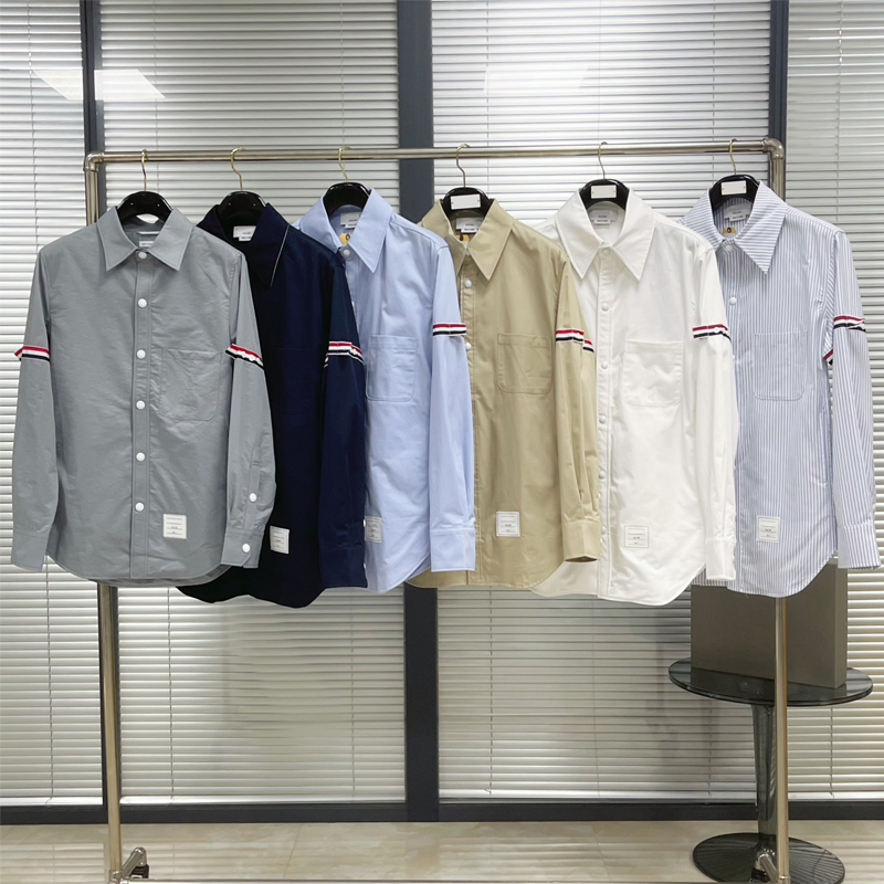 Tb Shirt Jacket Men and Women Same Style Metal Button Double Sleeve Webbing Loose Donb Outer Shirt Jacket Trendy Top
