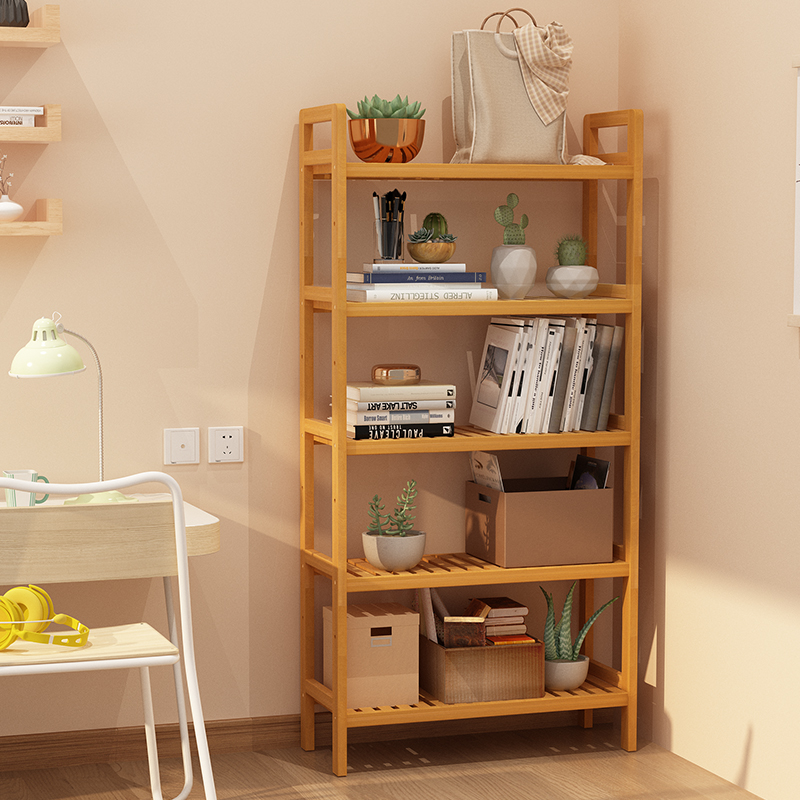 Living frame in simple living room Nanzhu bookshelf bedroom rack balcony kitchen multi-floor storage compartment frame