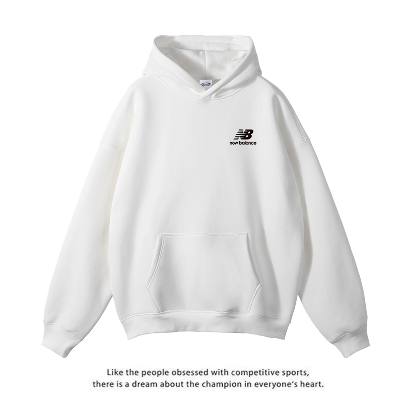 Autumn and Winter New Trendy Brand Balen Nb Couple Hooded Sweatshirt for Men and Women, Classic Small Logo, Fleece-Lined, Loose Fit Top Hoodie