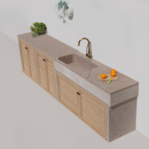 Marble outdoor operation table stone yard wash basin courtyard sink outdoor vegetable washing integrated basin cabinet garden