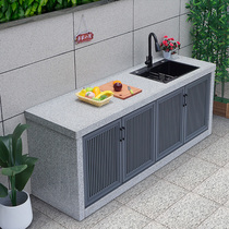 Courtyard sink outdoor kitchen operation workbench balcony storage cabinet washbasin garden marble island