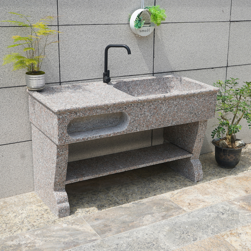 Outdoor Stone Laundry Sink, Household Marble Integrated Sink, Garden Granite Platform Laundry Basin