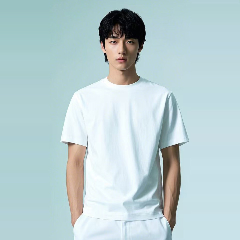 Japanese Style Pure Cotton Solid Color Short-Sleeve Base Shirt T-Shirt White Combed Cotton Unisex Couple Pure Black Inner Wear Tee Pure White T-Shirt