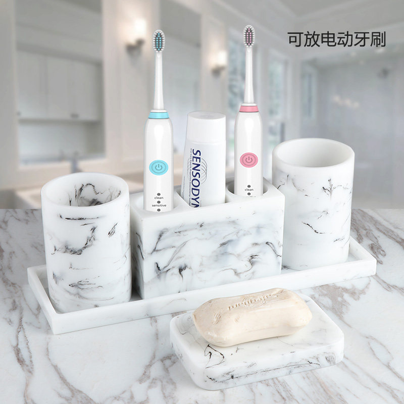 Nordic Bathroom Five Pieces Sets Bathrooms Electric Toothbrushes Shelf Bath supplies Toiletries cup Toothbrush Racks Wash Suits