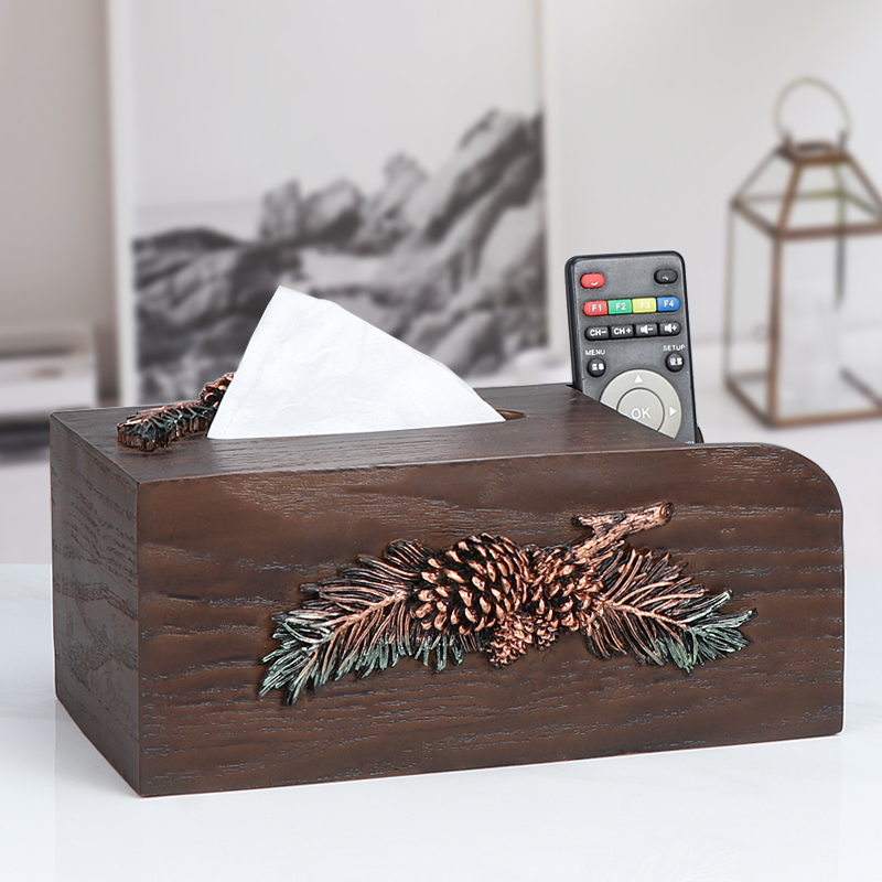 Eurostyle minimalist toilet paper box creative living room imitation wood paper towel box American light lavish desktop remote control containing box