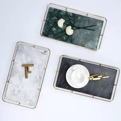 Natural marble tray Nordic light luxury sushi dish dessert dinner plate bread chopping board jewelry storage pan bathroom plate