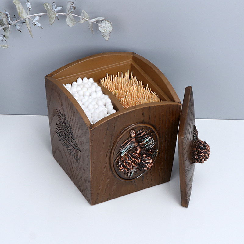 European style resin creative toothpick box fashion American vintage cotton swab box cotton swab storage box toothpick jar for home