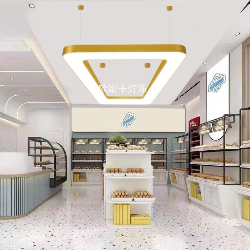 Bakery Island Cabinet Rectangular Chandelier Hollow Rectangular Hair Salon Lamp Atmospheric Fashion Bakery Shop Lamp