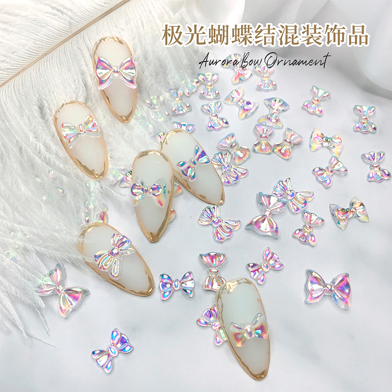 Zhuweni Nail Aurora Butterfly Bow Mixed Decoration Decoration Decoration Nails 2021 new Net Red Style Japanese Style Decoration Nails