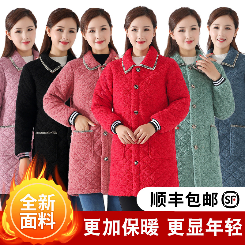 Overcoat women's velvet thickening new increase medium and long version long-sleeved new cooking men's winter kitchen home apron