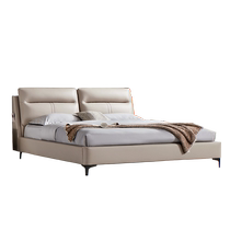 (Bern) Xilinmen official light luxury leather bed simple high-end atmospheric leather bed frame comfortable master bedroom