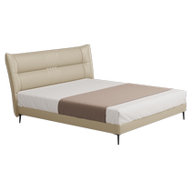 Gujia Home Modern Italian Cream Style Imported Top-layer Cowhide Bedroom Double Leather Art Bed DS8197B