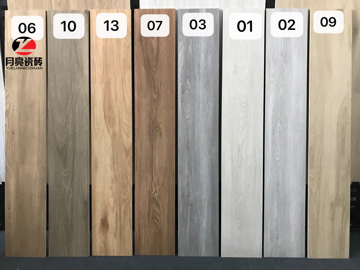 Wood color porcelain wood grain brick 200x1200 imitation solid wood floor tiles Living room bedroom simple modern non-slip floor tiles