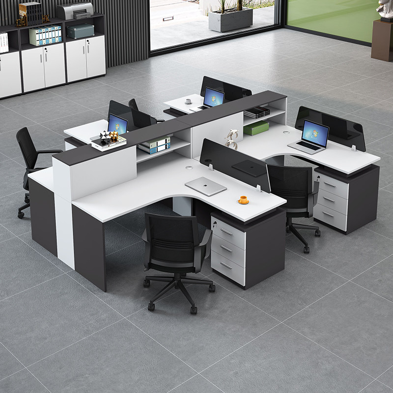 Staff desk 4 6 - person station screen screen cut desk and chair combined simple modern office card seat