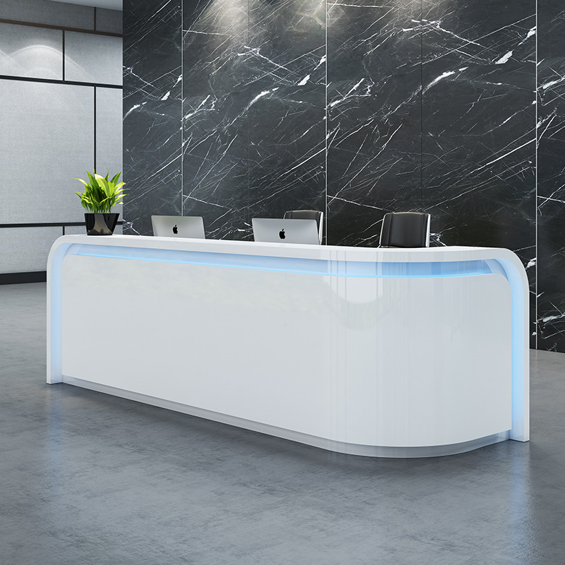 Shanghai Roast Lacquer Front Desk Brief Modern Office Desk Company collection of silver counter arched bar Irregular Reception Desk