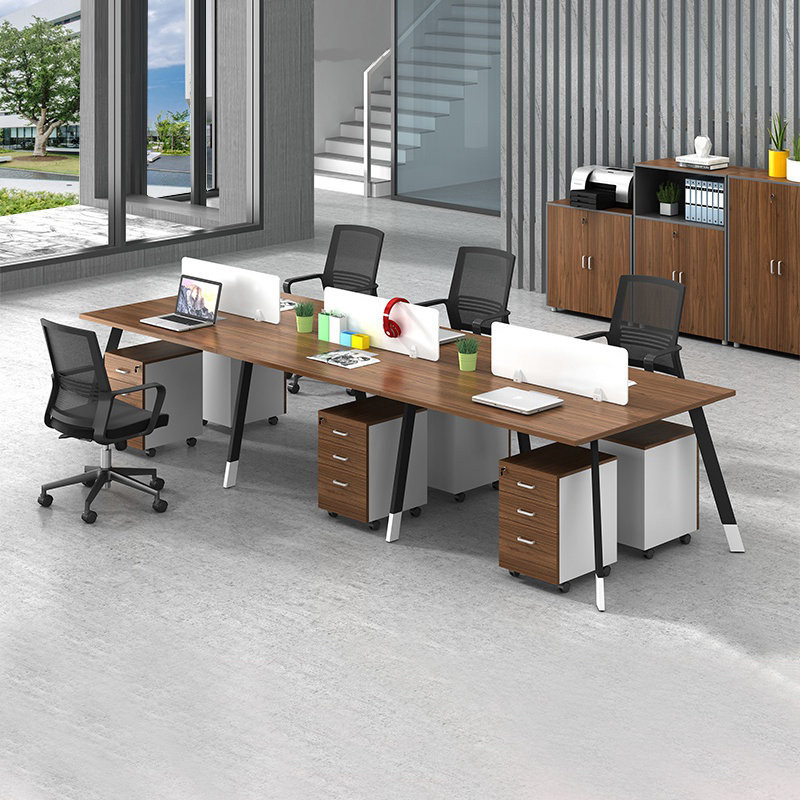 Staff Desk Brief Modern 4 6 People Office Furniture Chair Combination Work Position Screen Table