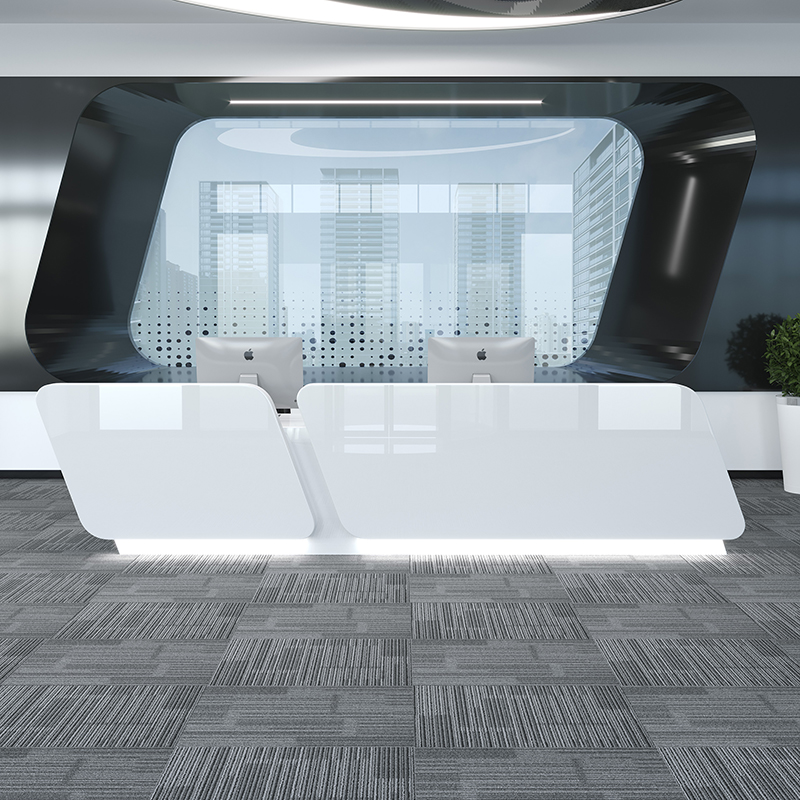 Front Desk Reception Desk White Baking Varnish Front Office Company Arc Bar Counter Beauty Institute Cashier Counter Early Teach Kindergarten Front Desk