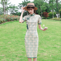 Chinese wind young style qipao 2022 new short sleeve improved version everyday can be worn in a dress with a long section of the womans body