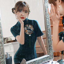 Cheongsam 2021 new improved young girl short sleeve slim long retro Chinese style dress female