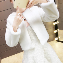 Wedding shawl winter wedding bride winter 2021 new autumn winter bridesmaid dress long sleeve wool coat warm White