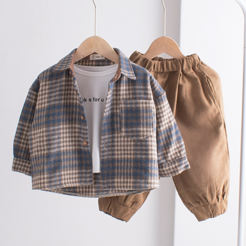 Boy girl girl Thousand Birds Gagger Shirt Pure Cotton Frosted Spring Autumn Blouse Children Han Version Foreign Pie Long Sleeve Shirt Loose