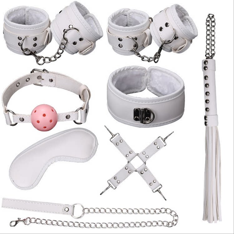 sm erotics supplies men and women with hands and feet handcuffs collar cotton rope mouth sepilastomy fox tail suit binding bondage
