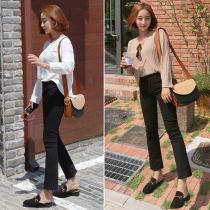 Black jeans womens Bell pants 2021 spring and autumn Korean version of high waist slim Joker students nine loose wide leg pants