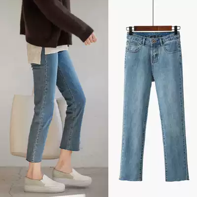 Jeans women 2021 new spring and autumn Korean version of wide legs loose high waist thin nine chic Hong Kong flavor straight pants